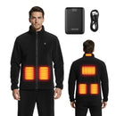 VEVOR apsildāma flīsa jaka vīriešiem, apsildāms sporta džemperis ar uzlādējamu 7,4 V 16 000 mAh akumulatoru, 6 sildīšanas zonas, 3 temperatūras līmeņi, siltums līdz 3 / 6 / 10 stundām, paredzēta ziemas aktivitātēm un āra kempingam, melna