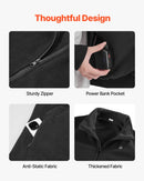 VEVOR apsildāma flīsa jaka vīriešiem, apsildāms sporta džemperis ar uzlādējamu 7,4 V 16 000 mAh akumulatoru, 6 sildīšanas zonas, 3 temperatūras līmeņi, siltums līdz 3 / 6 / 10 stundām, paredzēta ziemas aktivitātēm un āra kempingam, melna