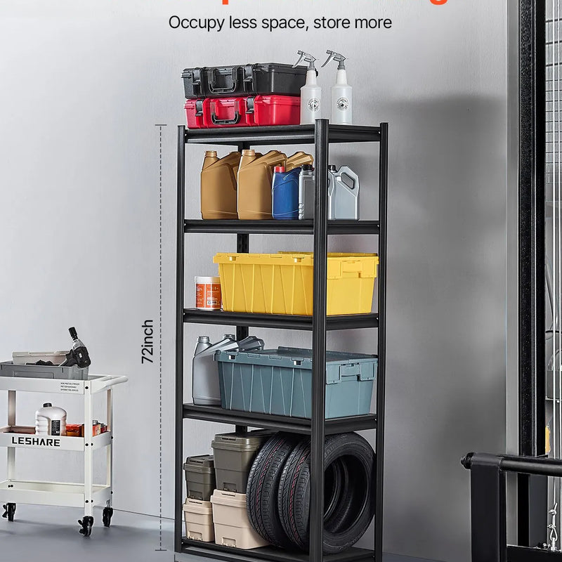 Uzglabāšanas plaukti 5 līmeņi, 406 × 813 × 1829 mm, garāžas metāla plauktu sistēma