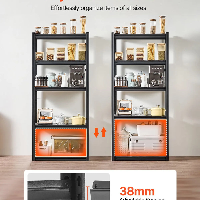 Uzglabāšanas plaukti 5 līmeņi, 406 × 813 × 1829 mm, garāžas metāla plauktu sistēma