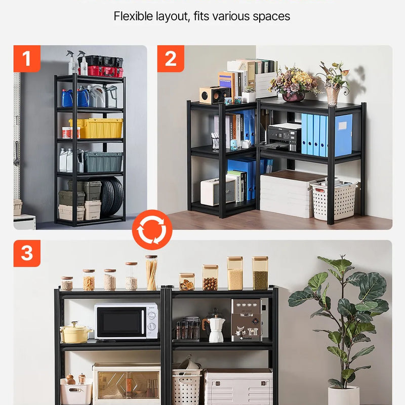 Uzglabāšanas plaukti 5 līmeņi, 406 × 813 × 1829 mm, garāžas metāla plauktu sistēma