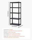 Uzglabāšanas plaukti 5 līmeņi, 406 × 813 × 1829 mm, garāžas metāla plauktu sistēma