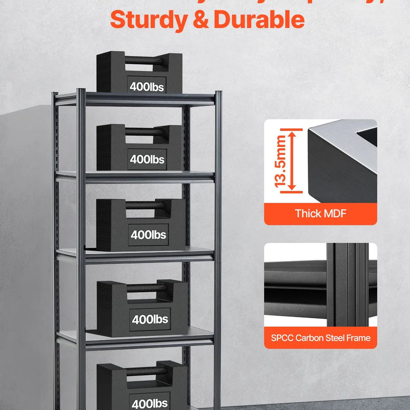 Uzglabāšanas plaukts, 5 līmeņu, 46 × 81 × 183 cm, metāla