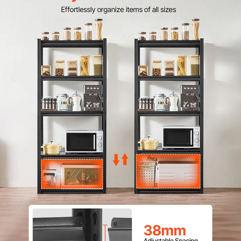 Uzglabāšanas plaukts, 5 līmeņu, 46 × 81 × 183 cm, metāla