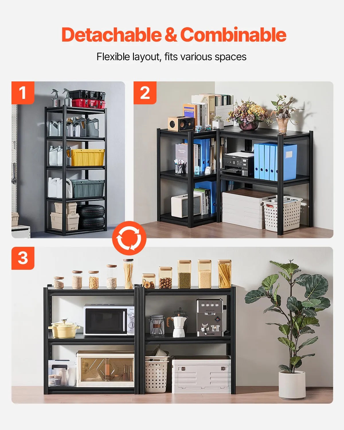 Storage shelf, 5-tier, 46 × 81 × 183 cm, metal