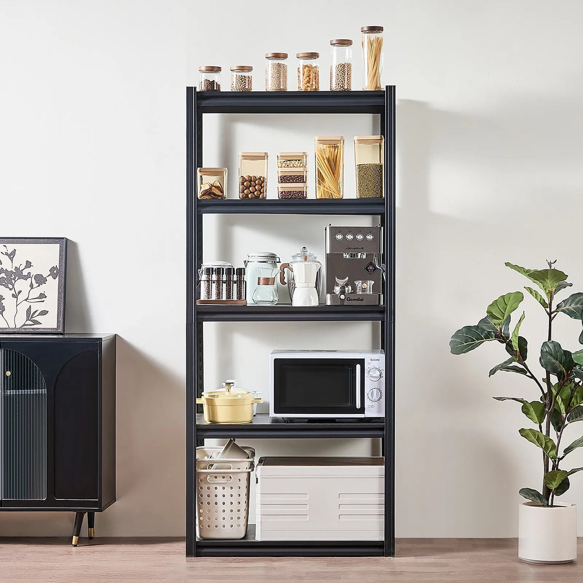 Storage shelf, 5-tier, 46 × 81 × 183 cm, metal