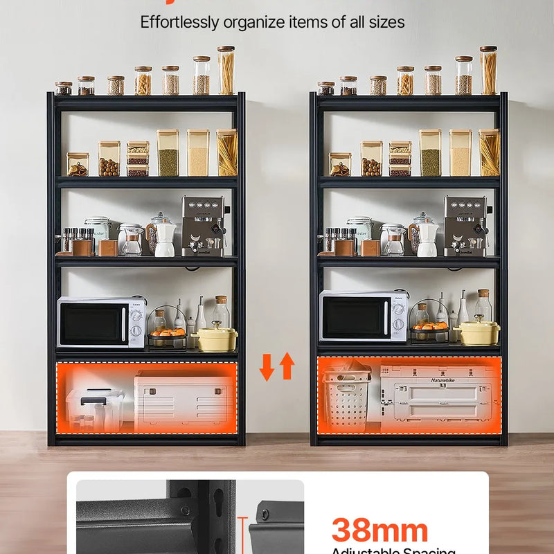 Uzglabāšanas plaukts, 5 līmeņu, 46 × 102 × 183 cm, metāla