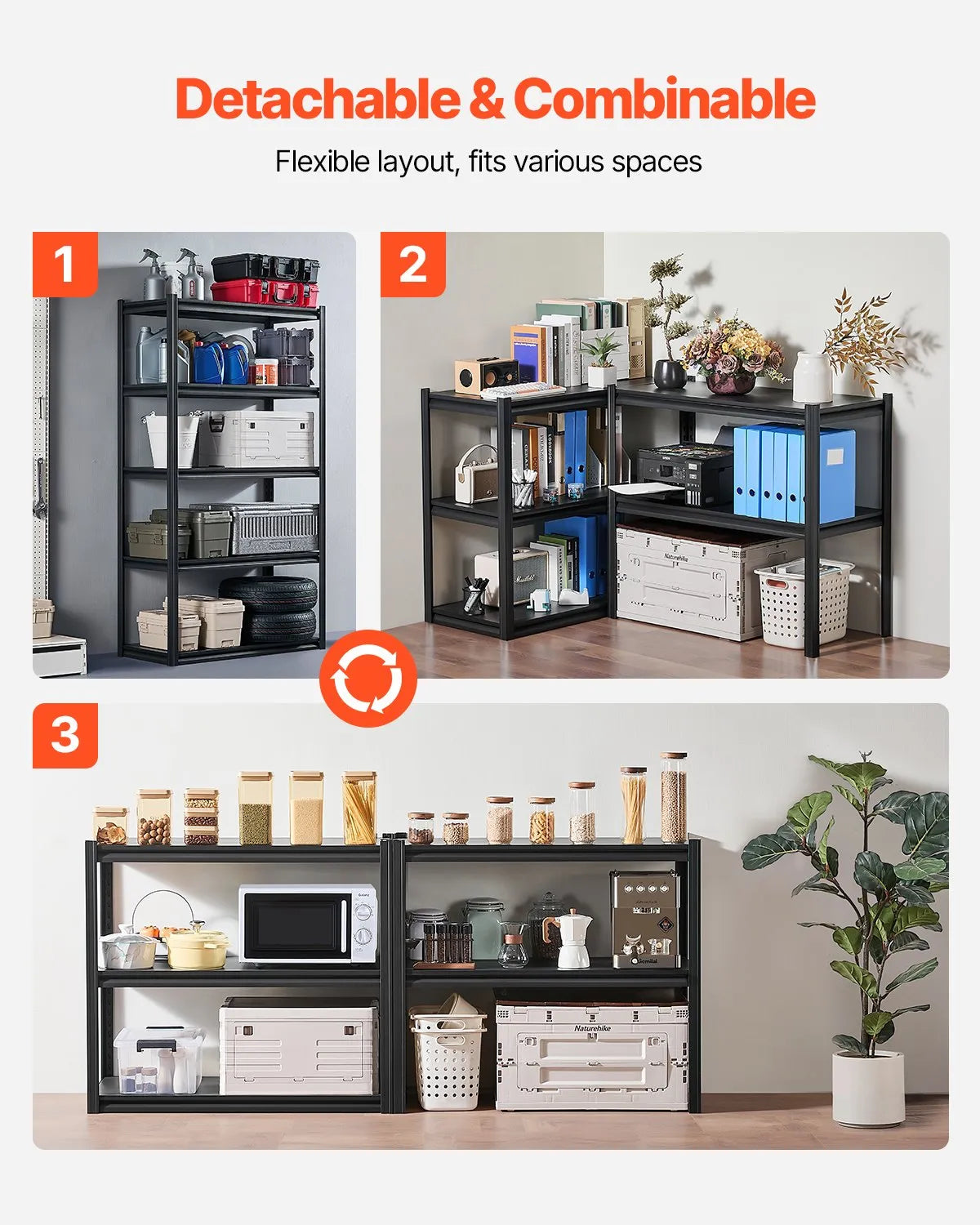 Storage shelf, 5-tier, 46 × 102 × 183 cm, metal