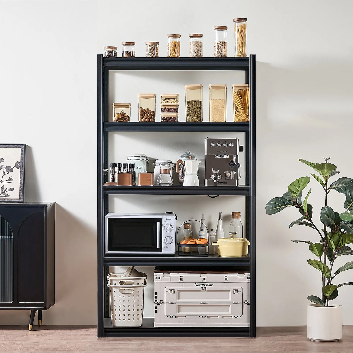 Storage shelf, 5-tier, 46 × 102 × 183 cm, metal