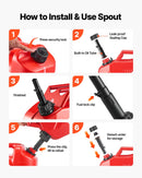 VEVOR metāla degvielas kanna, 20 l, degvielas kanna ar uzgali un ergonomisku rokturi, maksimālais plūsmas ātrums 6 l/min, hermētiska un korozijizturīga metāla degvielas tvertne automašīnām, motocikliem, ATV un UTV, sarkana