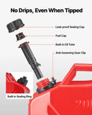 VEVOR metāla degvielas kanna 20 l ar uzpildes snīpi un ergonomisku rokturi, caurplūde līdz 6 l/min, hermētiska un korozijizturīga, piemērota automašīnām, motocikliem, ATV un UTV, sarkana, 2 gab.