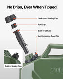 VEVOR metāla degvielas kanna 20 l ar uzgali un ergonomisku rokturi, maksimālā plūsma 6 l/min, hermētiska un korozijizturīga metāla degvielas tvertne vieglajām automašīnām, motocikliem, ATV un UTV, zaļa, 2 gab. komplekts