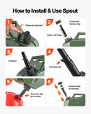 VEVOR metāla degvielas kanna 20 l ar uzgali un ergonomisku rokturi, maksimālā plūsma 6 l/min, hermētiska un korozijizturīga metāla degvielas tvertne vieglajām automašīnām, motocikliem, ATV un UTV, zaļa, 2 gab. komplekts