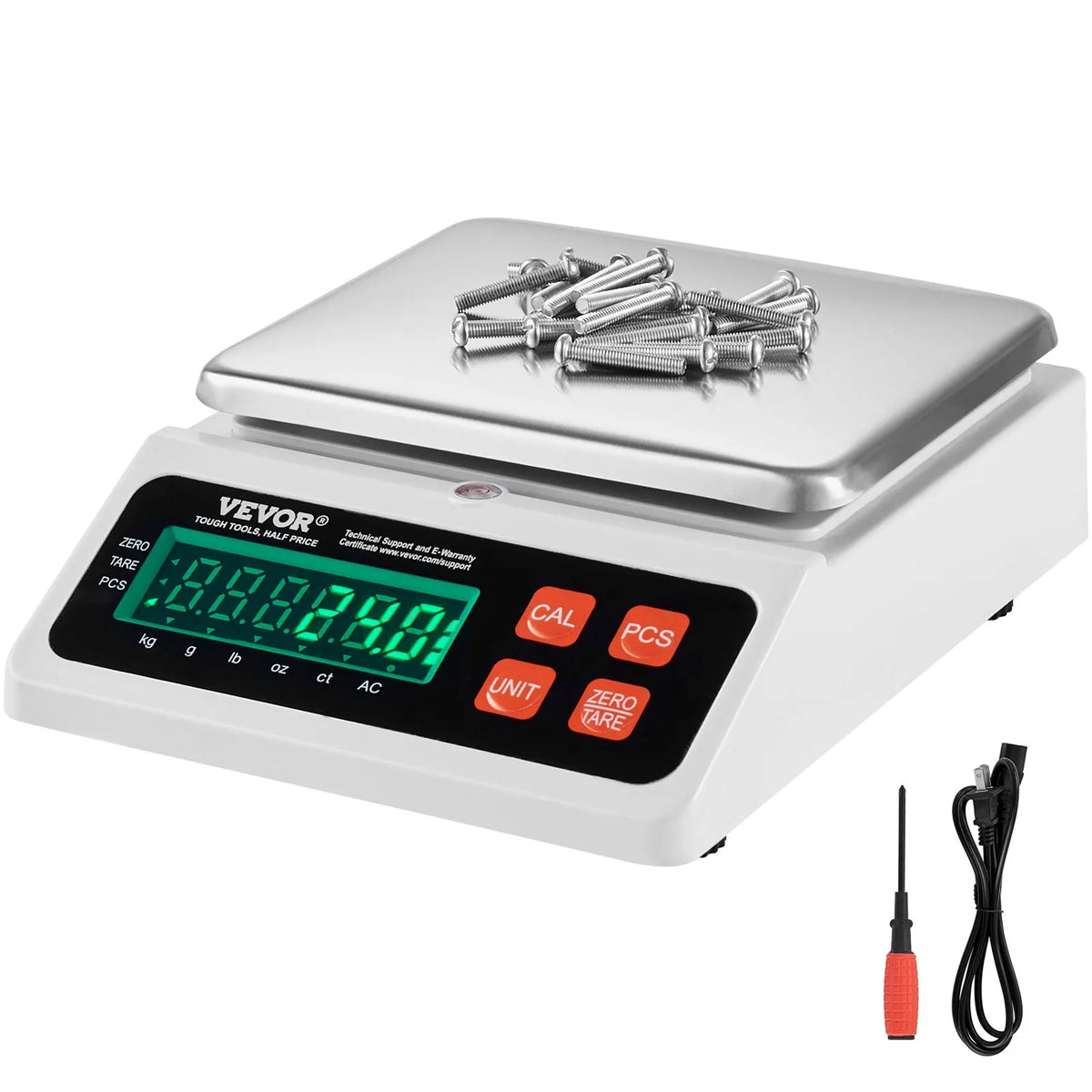 Industrial Digital Scales 10 kg x 0.1 g with LED Display, Units g/kg/lb/oz/ct, for Parts, Coins, Inventory, Kitchen and Jewellery Weighing