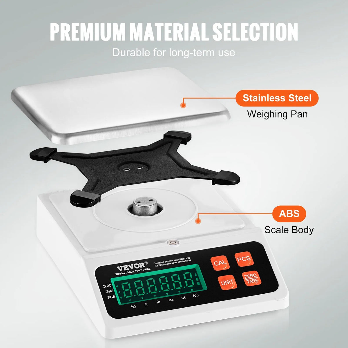 Industrial Digital Scales 10 kg x 0.1 g with LED Display, Units g/kg/lb/oz/ct, for Parts, Coins, Inventory, Kitchen and Jewellery Weighing