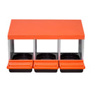 VEVOR vistas dējējkaste ar 3 nodalījumiem, 15–30 collu stabila un korozijizturīga metāla dēšanas kaste ar slīpiem dēšanas nodalījumiem, drenāžas atverēm un atpūtas platformu — piemērota dažādām vistu šķirnēm