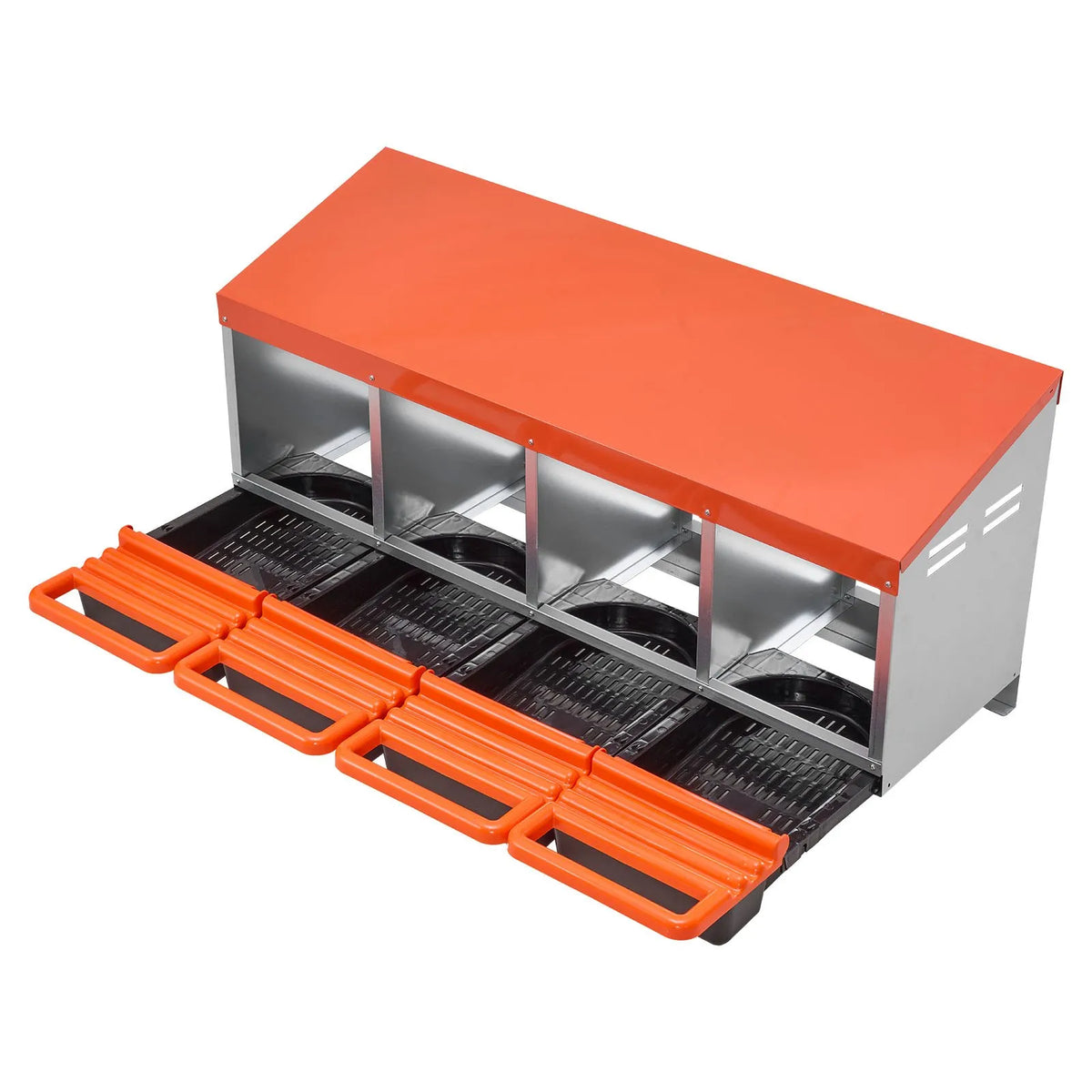 VEVOR Metal Chicken Nesting Box with 4 Compartments and Egg Rolling System, Orange