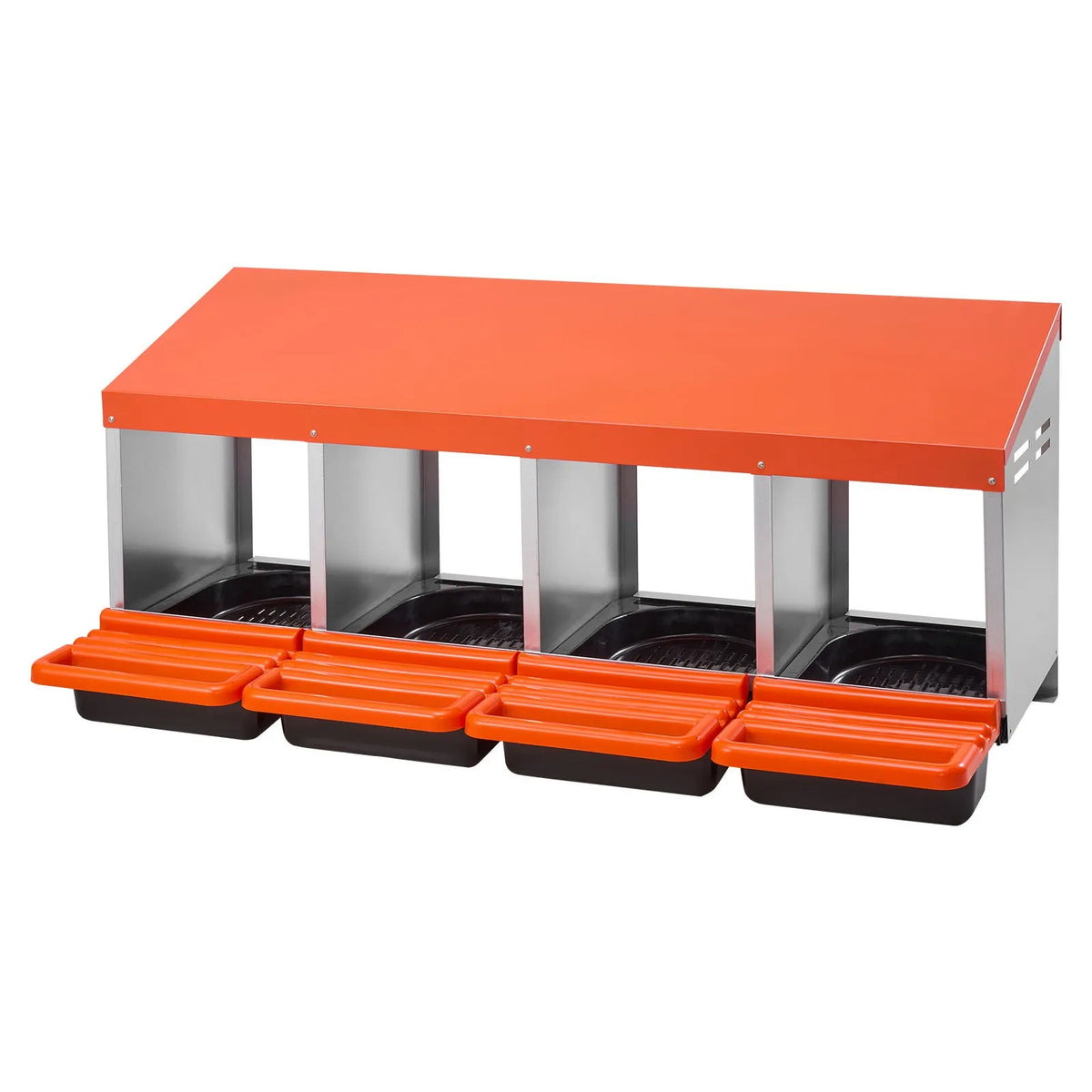 VEVOR Metal Chicken Nesting Box with 4 Compartments and Egg Rolling System, Orange
