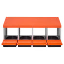 VEVOR vistas dējējkaste ar 4 nodalījumiem, 38,1–76,2 cm stabila un korozijizturīga metāla dēšanas kaste ar slīpiem dēšanas nodalījumiem, drenāžas atverēm un atpūtas platformu — piemērota dažādām vistu šķirnēm