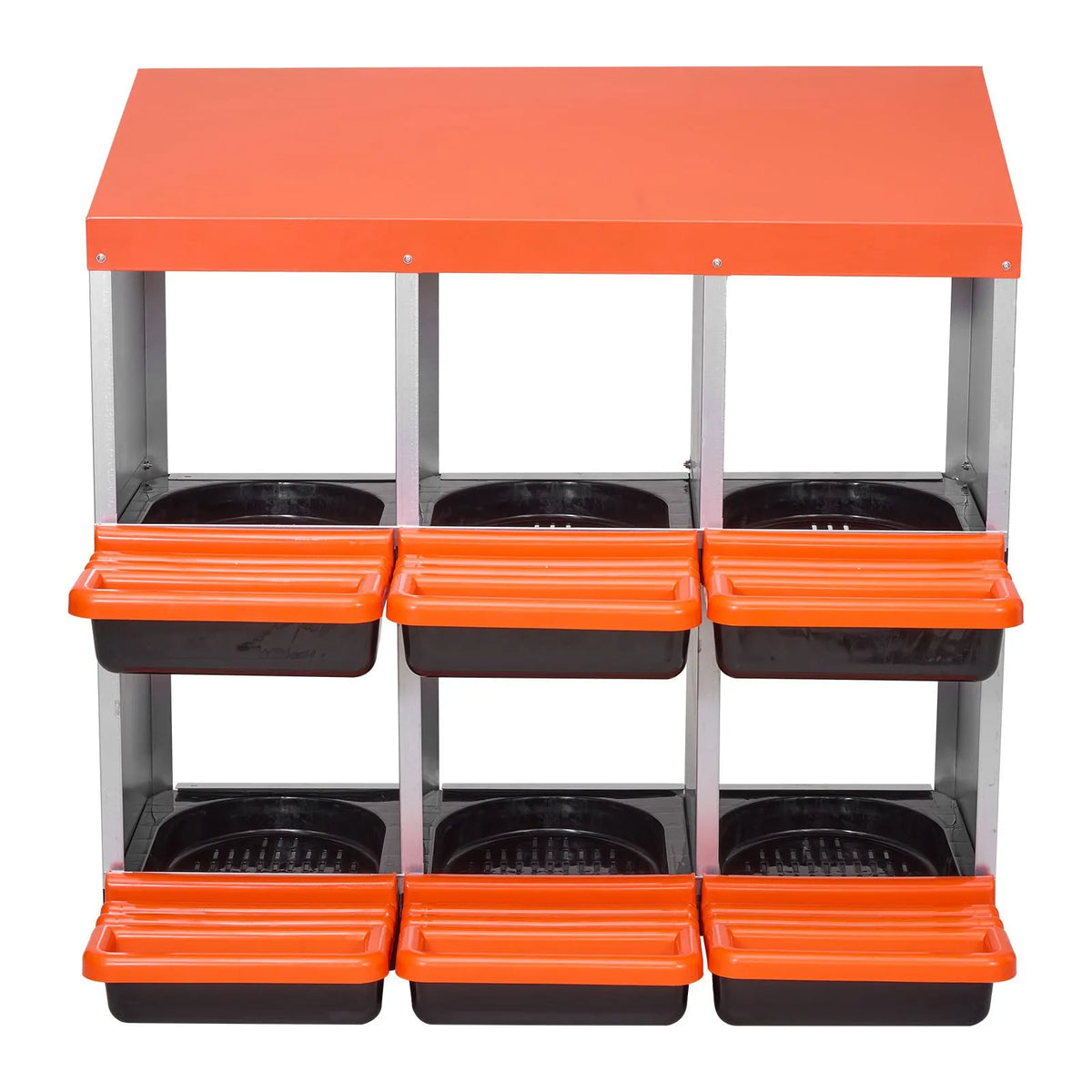 VEVOR Two-Tier Metal Chicken Nesting Box with 6 Compartments and Egg Rolling System