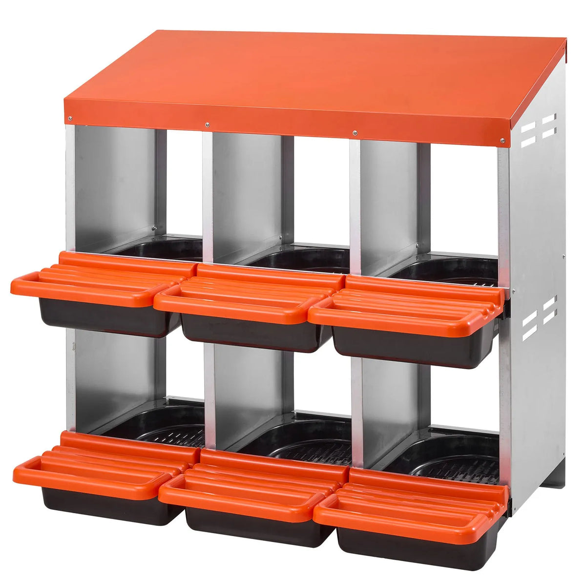 VEVOR Two-Tier Metal Chicken Nesting Box with 6 Compartments and Egg Rolling System