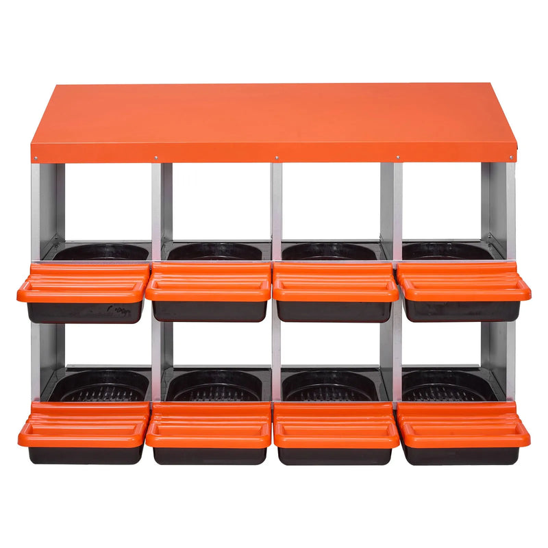 VEVOR 8 nodalījumu cinkota metāla dējējkaste ar slīpām ligzdām un ventilācijas atverēm, piemērota dažādām vistu šķirnēm (76–114 cm platuma diapazons)