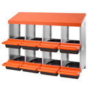 VEVOR 8 nodalījumu cinkota metāla dējējkaste ar slīpām ligzdām un ventilācijas atverēm, piemērota dažādām vistu šķirnēm (76–114 cm platuma diapazons)