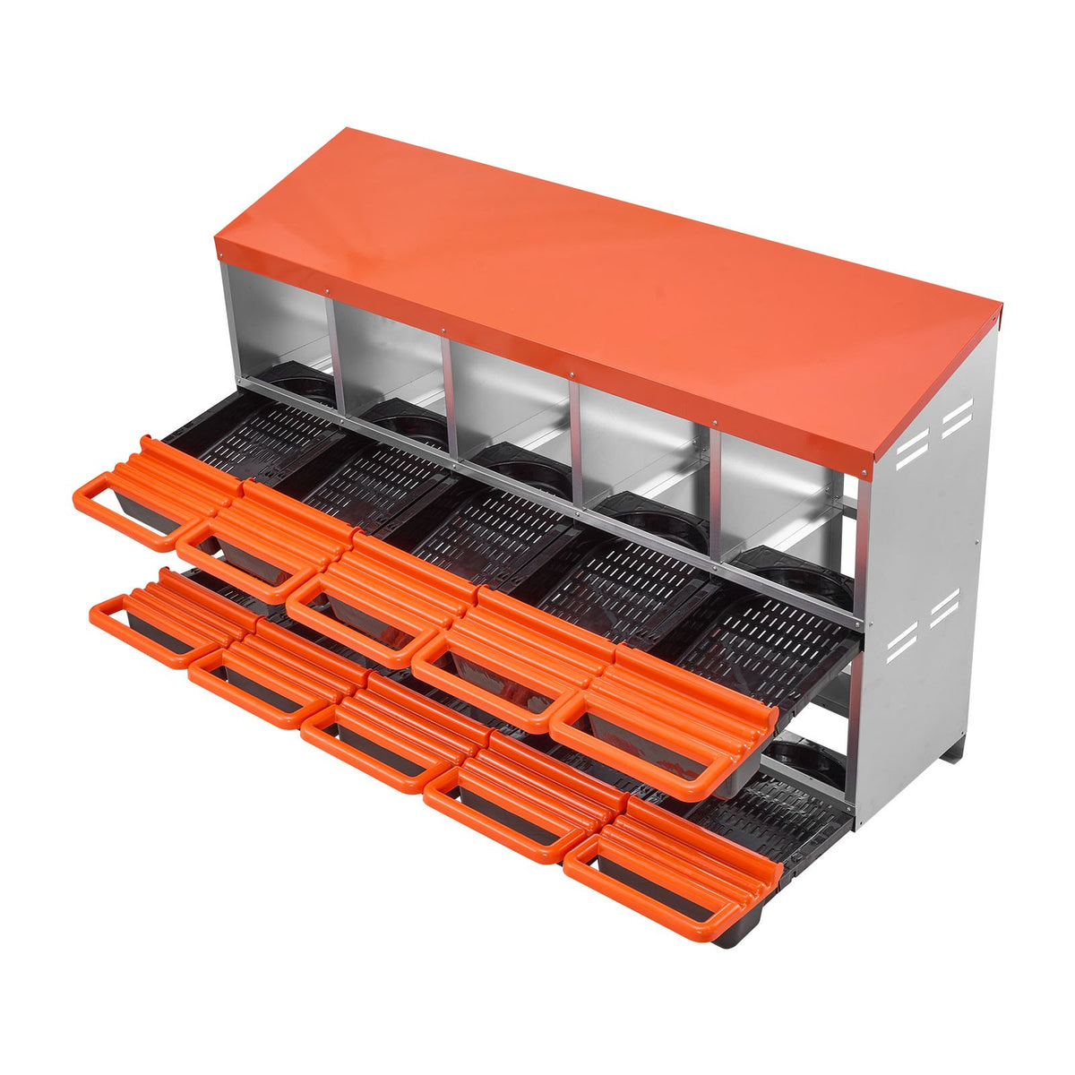 VEVOR Two-Tier Metal Chicken Nesting Box with 10 Compartments and Egg Rolling System