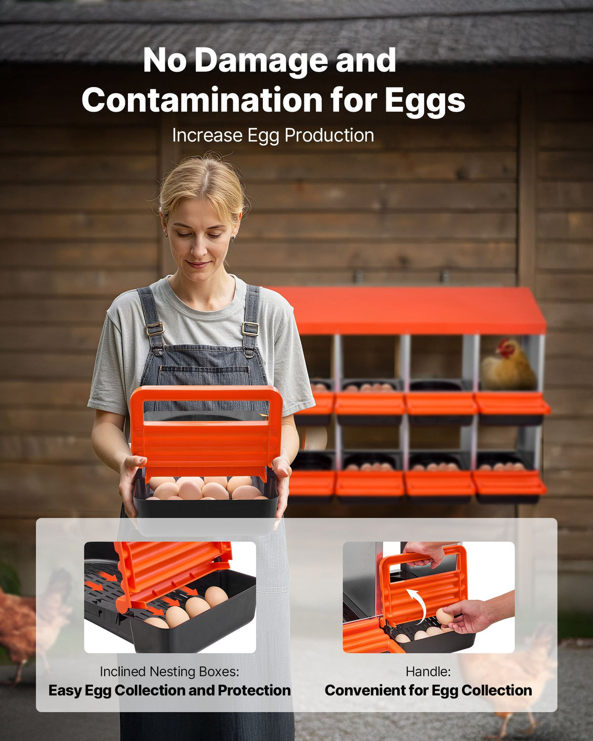 VEVOR Two-Tier Metal Chicken Nesting Box with 10 Compartments and Egg Rolling System
