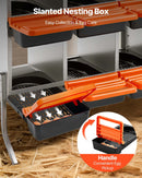 VEVOR vistas dēšanas ligzdas, 10 nodalījumi, ar balsta kājām, vienkārša olu savākšana, cinkots tērauds un augstas izturības plastmasa, ripojošās dēšanas ligzdas vistām un dējējvistām, oranžas