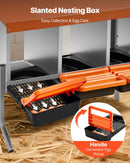 VEVOR vistu dēšanas ligzdas, 3 nodalījumi, ar balsta kājām, vienkārša olu savākšana, cinkots tērauds un augstas izturības plastmasa, ripojošās dēšanas ligzdas vistām un dējējvistām, oranžas