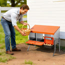 VEVOR vistu dēšanas ligzdas, 3 nodalījumi, ar balsta kājām, vienkārša olu savākšana, cinkots tērauds un augstas izturības plastmasa, ripojošās dēšanas ligzdas vistām un dējējvistām, oranžas