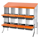 VEVOR vistu dēšanas ligzdas, 8 nodalījumi, ar balsta kājām, ērta olu savākšana, cinkots tērauds un augstas izturības plastmasa, ripojošas ligzdas vistām un dējējvistām, oranžas