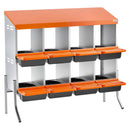 VEVOR vistu dēšanas ligzdas, 8 nodalījumi, ar balsta kājām, ērta olu savākšana, cinkots tērauds un augstas izturības plastmasa, ripojošas ligzdas vistām un dējējvistām, oranžas