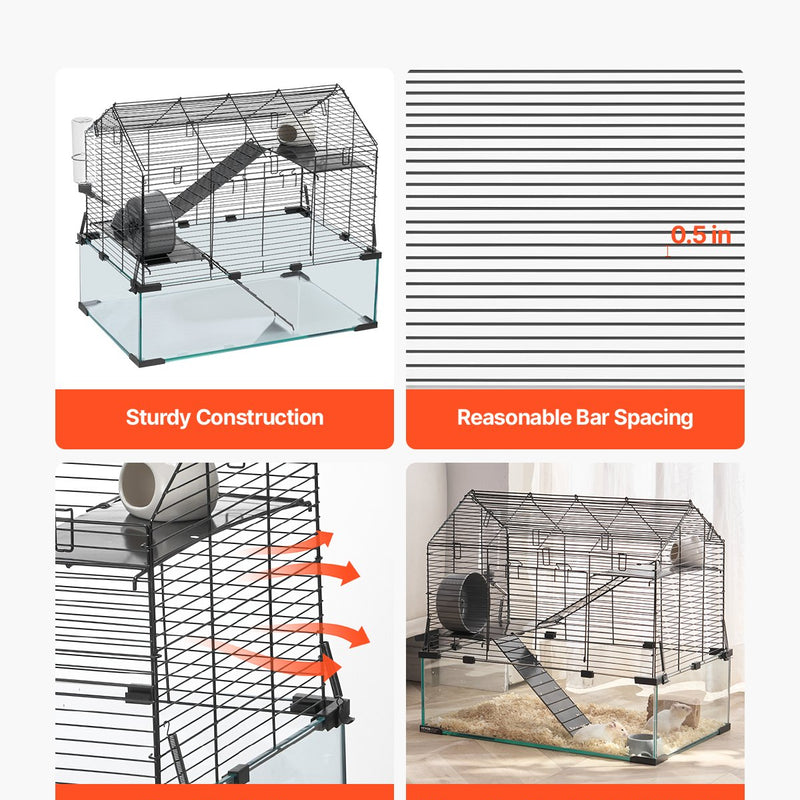 VEVOR Metāla konstrukcijas caurspīdīgs kāmja būris ar ventilāciju, vieglu tīrīšanu un plašu skatu