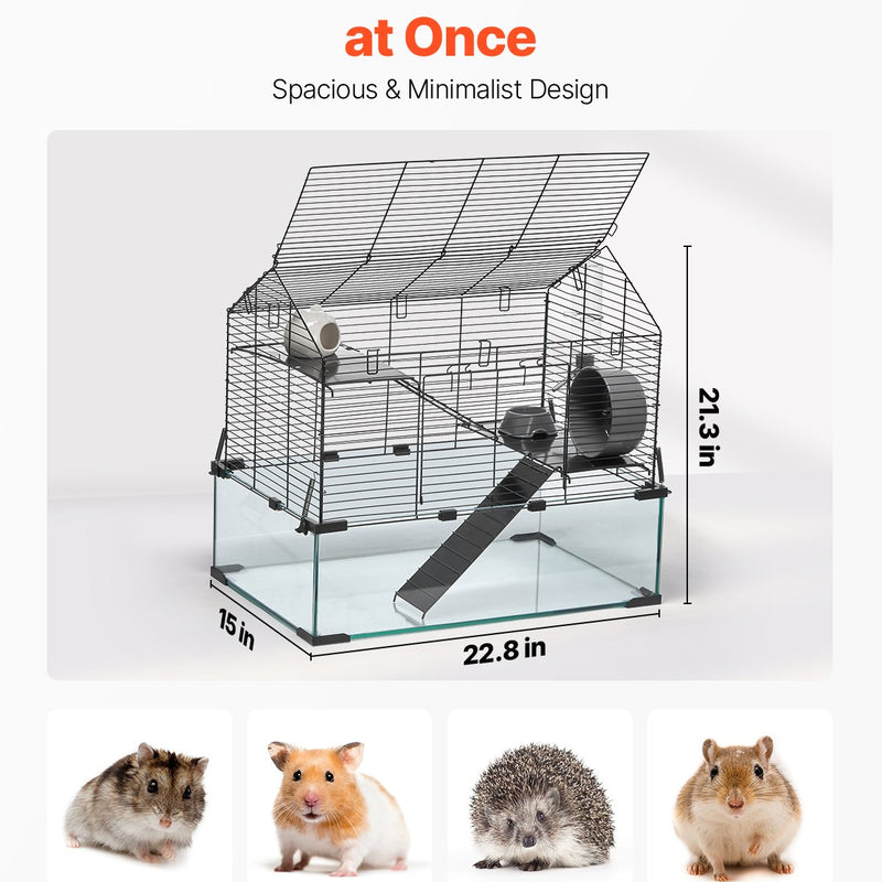 VEVOR Metāla konstrukcijas caurspīdīgs kāmja būris ar ventilāciju, vieglu tīrīšanu un plašu skatu