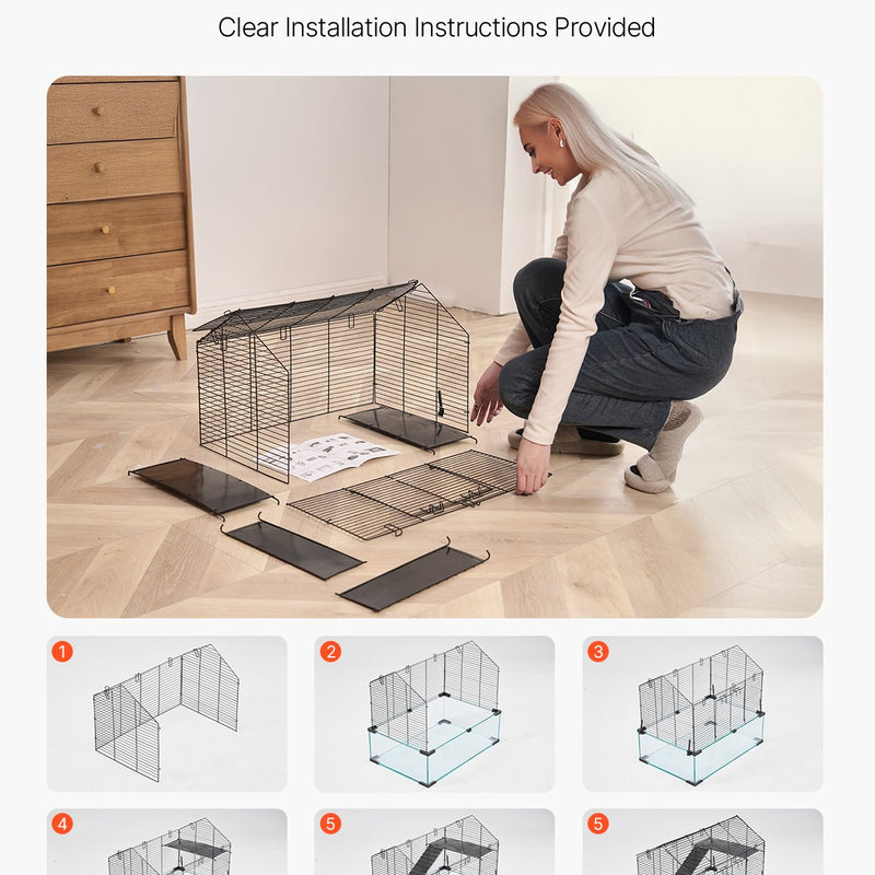 VEVOR Metāla konstrukcijas caurspīdīgs kāmja būris ar ventilāciju, vieglu tīrīšanu un plašu skatu