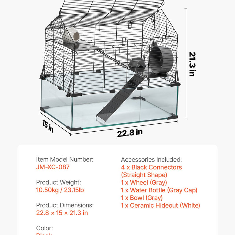 VEVOR Metāla konstrukcijas caurspīdīgs kāmja būris ar ventilāciju, vieglu tīrīšanu un plašu skatu