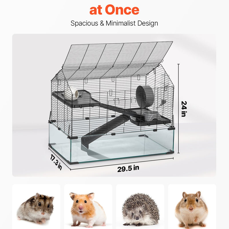 VEVOR metāla mazo grauzēju būris ar PVC pamatni, 75 cm