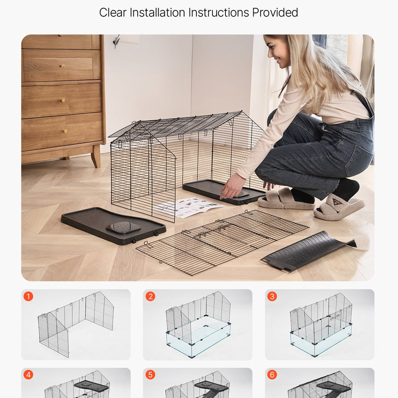 VEVOR metāla mazo grauzēju būris ar PVC pamatni, 75 cm