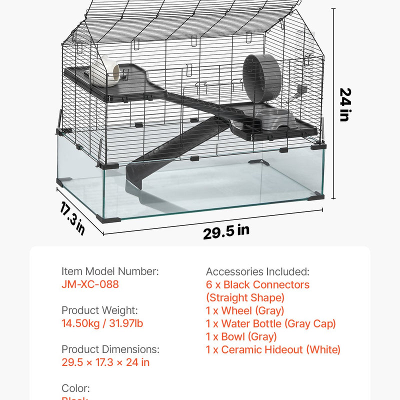 VEVOR metāla mazo grauzēju būris ar PVC pamatni, 75 cm