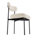 VEVOR 4 gab. bouclé stila krēsli ar Šerpas auduma apdari, noapaļotu atzveltni un melnām metāla kājām, balti