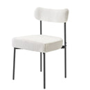 VEVOR 4 gab. bouclé stila krēsli ar Šerpas auduma apdari, noapaļotu atzveltni un melnām metāla kājām, balti