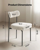 VEVOR 4 gab. bouclé stila krēsli ar Šerpas auduma apdari, noapaļotu atzveltni un melnām metāla kājām, balti