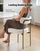 VEVOR 2 gab. bouclé stila krēsli ar Šerpas auduma apdari, noapaļotu atzveltni un melnām metāla kājām, balti