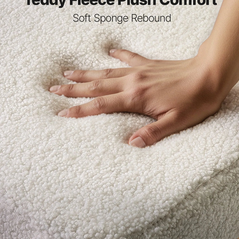 VEVOR 2 gab. bouclé stila krēsli ar Šerpas auduma apdari, noapaļotu atzveltni un melnām metāla kājām, balti