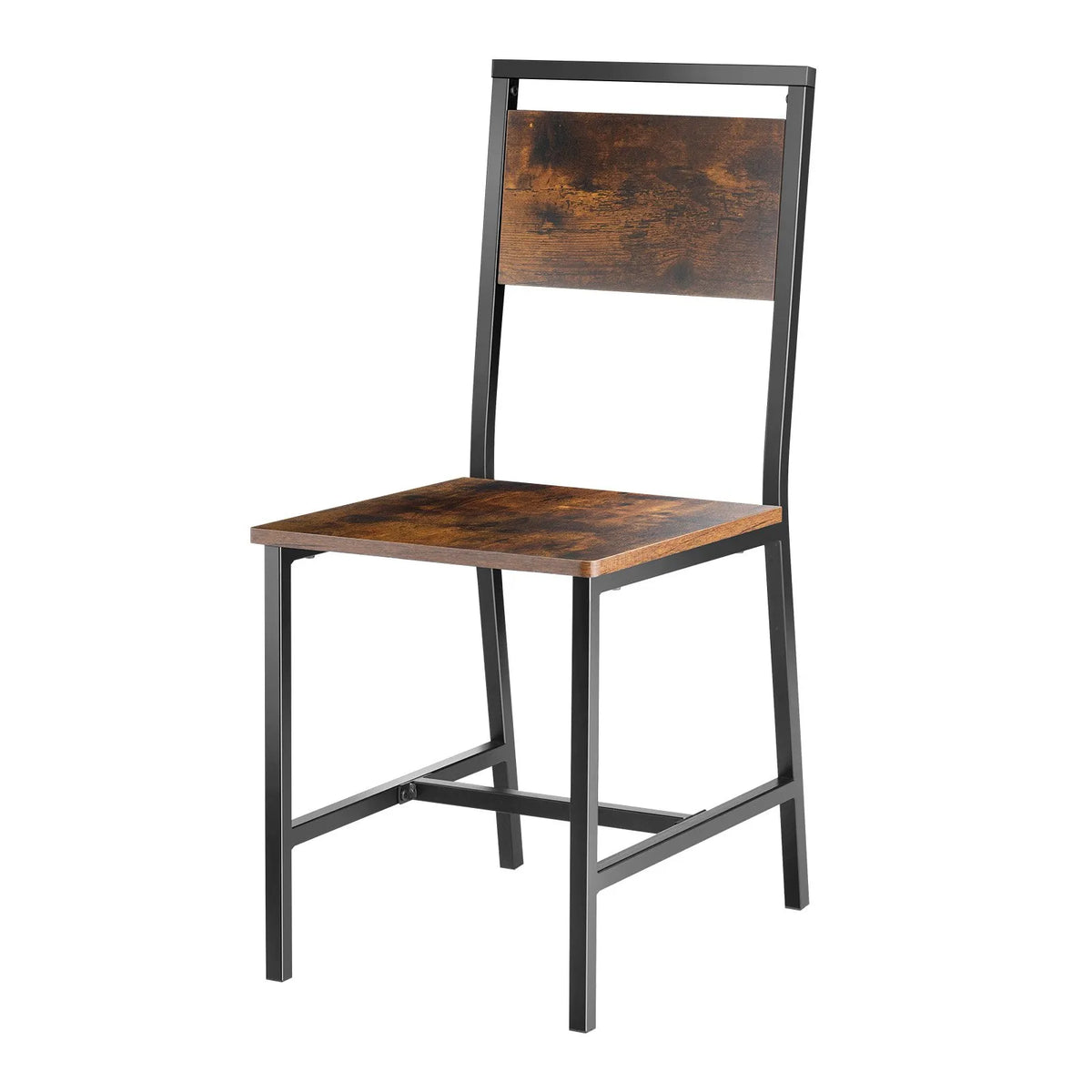 VEVOR 2 Dining Chairs with Wooden Seat, Metal Frame and Backrest, Easy Folding Leather Side Chairs in Modern Rustic Style, Walnut Brown and Black