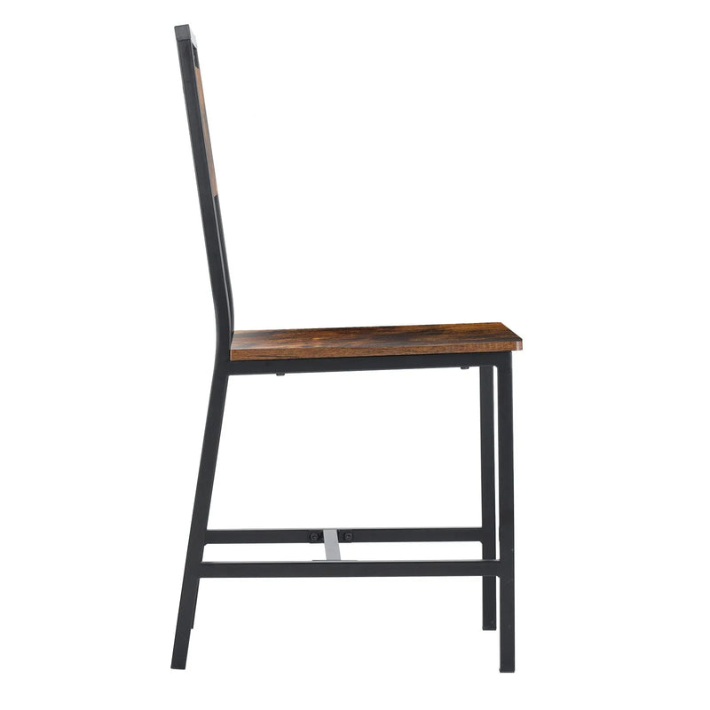 VEVOR 2 gab. ēdamistabas krēsli ar koka sēdvietu, metāla rāmi un atzveltni, viegli saliekami ādas sānu krēsli modernā lauku stila dizainā, valrieksta brūnā un melnā krāsā