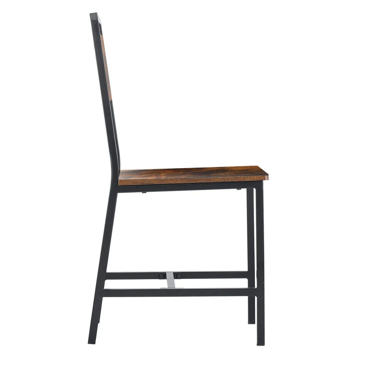 VEVOR 2 Dining Chairs with Wooden Seat, Metal Frame and Backrest, Easy Folding Leather Side Chairs in Modern Rustic Style, Walnut Brown and Black