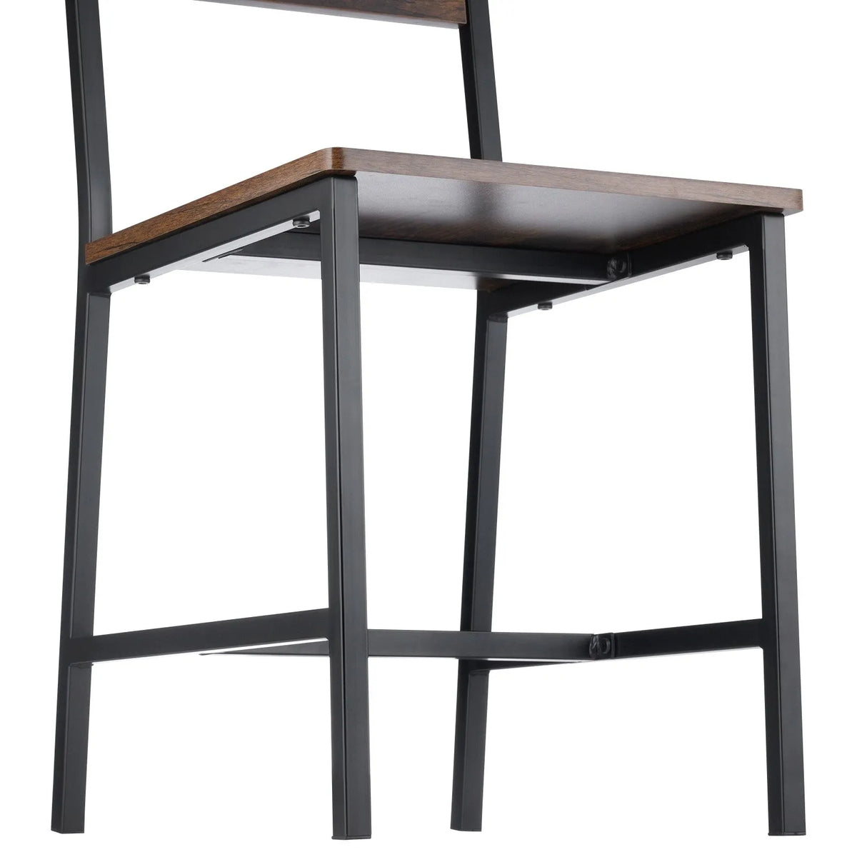 VEVOR 2 Dining Chairs with Wooden Seat, Metal Frame and Backrest, Easy Folding Leather Side Chairs in Modern Rustic Style, Walnut Brown and Black